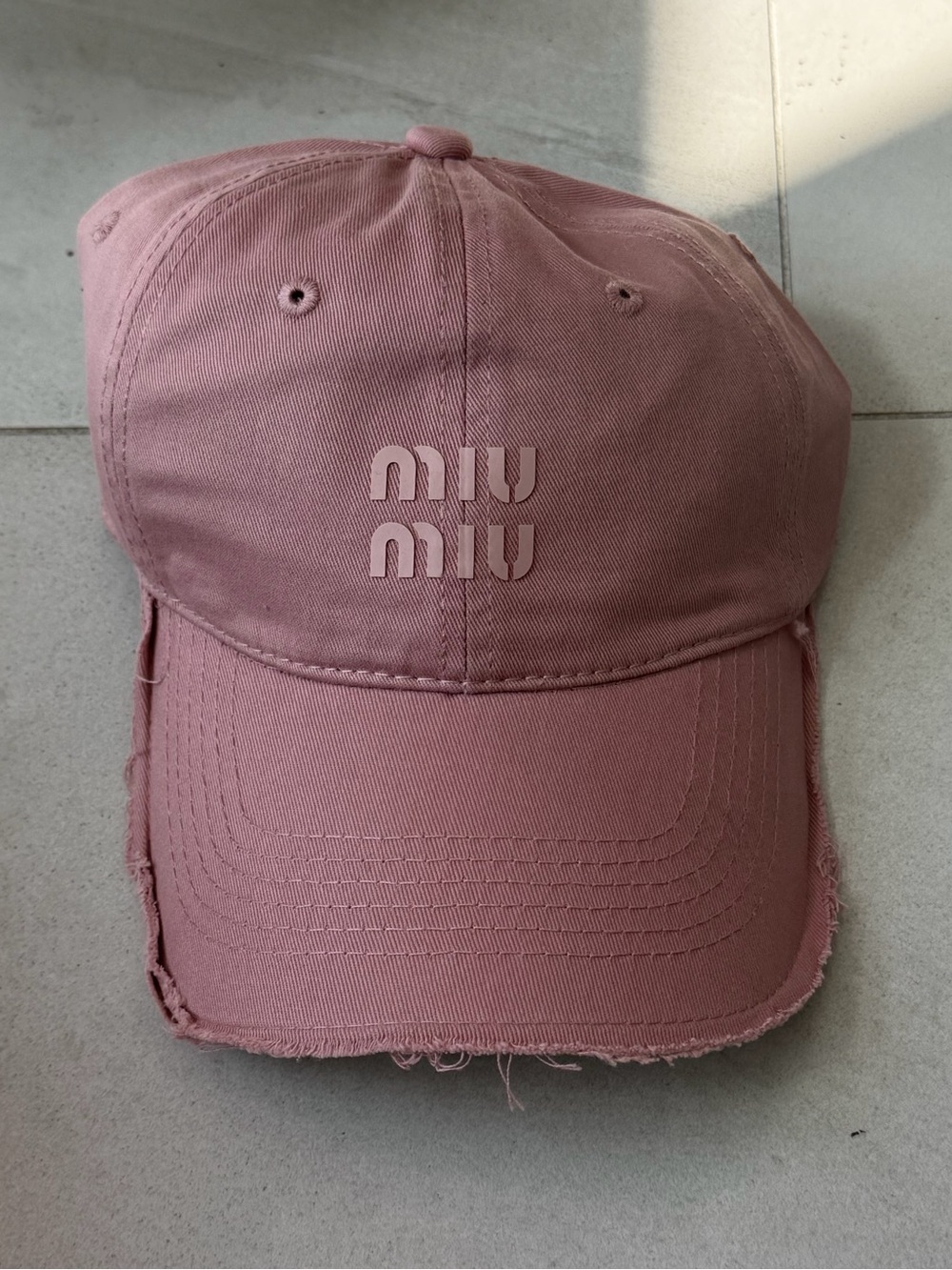 Designer Pink Distressed Logo Baseball Cap Adjustable Cotton Hat NWT Luxury